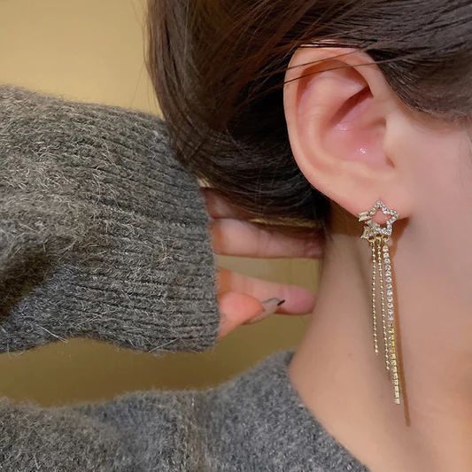 Golden Star Tassel Earrings: Chic and Elegant Statement Jewelry - Shop N Save