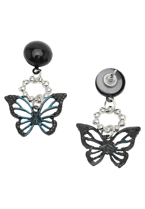 Black Butterfly Temperament Girls Earrings - Black