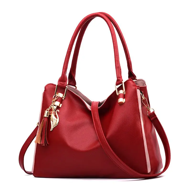 Wine Red Leather Handbag: Stylish, Spacious, Elegant, Versatile Chic - Shop N Save