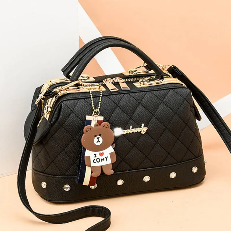 Black Geometric Quilted Handbag: Stylish, Tassel Detail, Versatile Charm - Shop N Save