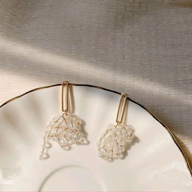 Elegant Crystal Tassel Earrings - Sterling Golden Dangle Jewelry - Shop N Save