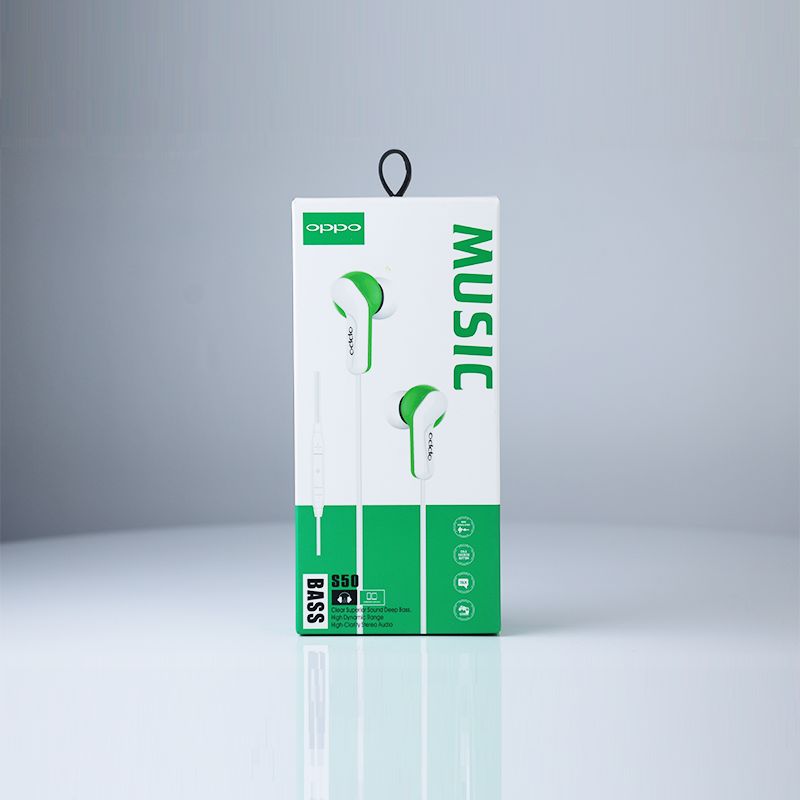 Oppo S50 Bass Handsfree: Enhanced Audio, Comfort Fit, Universal Compatibility (Green White) - Shop N Save