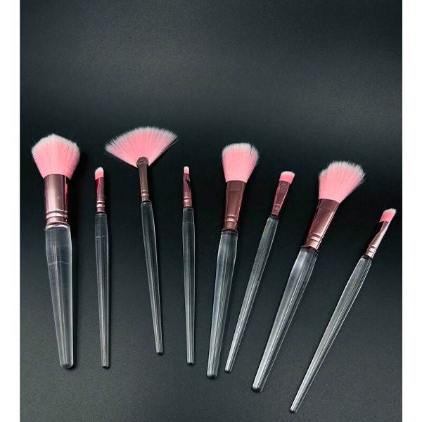 Transparent 8pcs Makeup Brush Set: Multifunctional Beauty Tools - Shop N Save