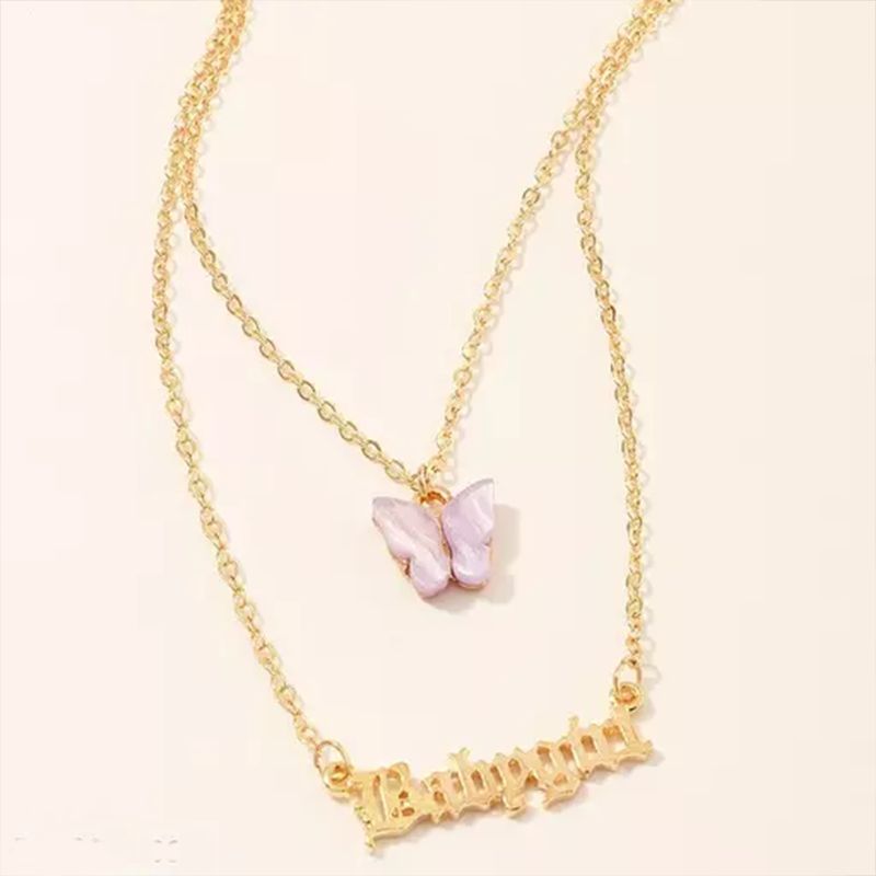 Baby Girl & Butterfly Gold Necklace - Charming Women's Jewelry - Shop N Save