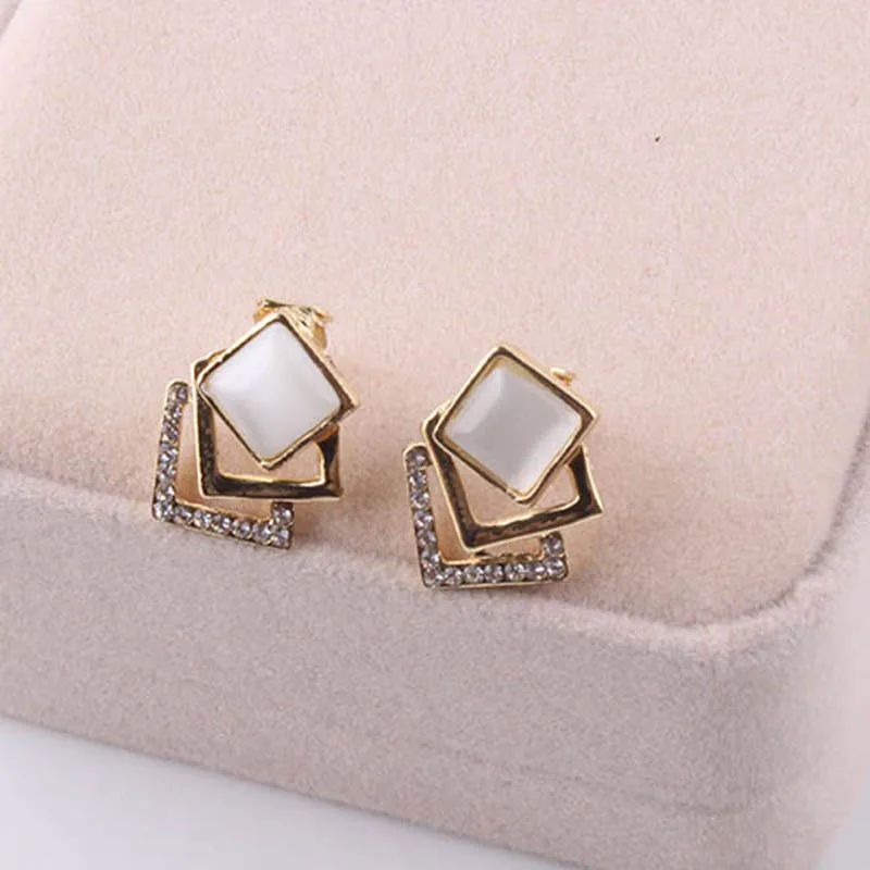 JIOFREE Square Rhinestone Clip-on Earrings - Fashion Jewelry - Shop N Save
