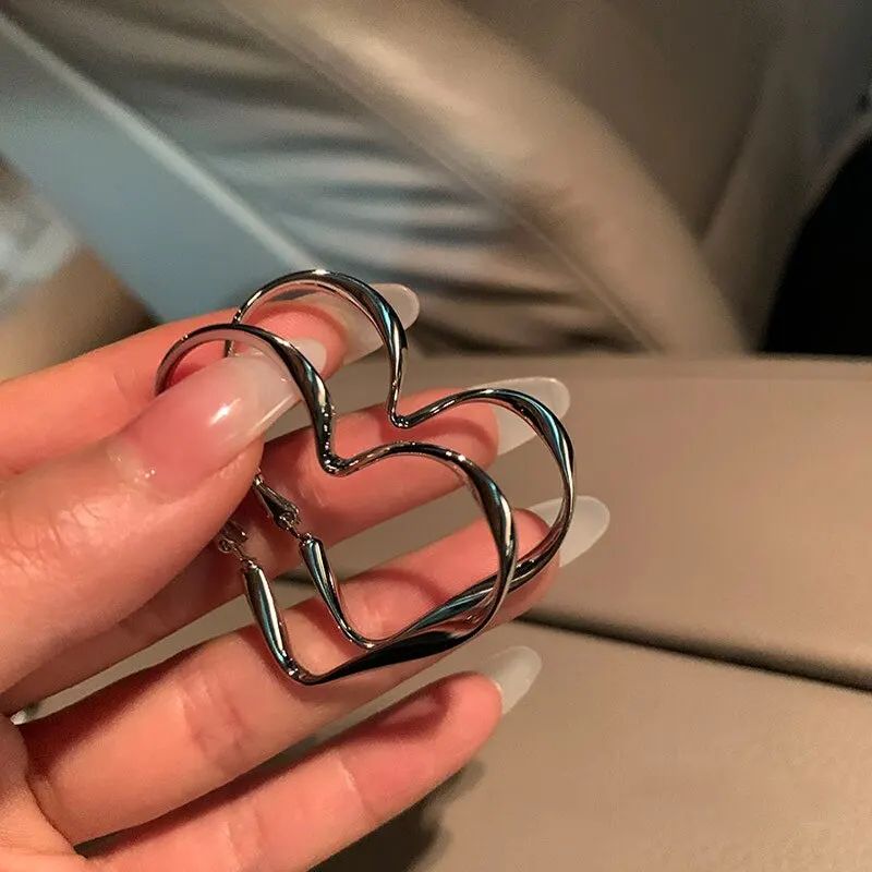 Heart Cuff Earrings: Fashionable Hollow Design, Birthday Gift - Shop N Save