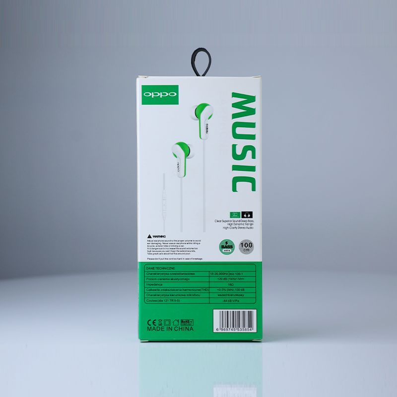 Oppo S50 Bass Handsfree: Enhanced Audio, Comfort Fit, Universal Compatibility (Green White) - Shop N Save