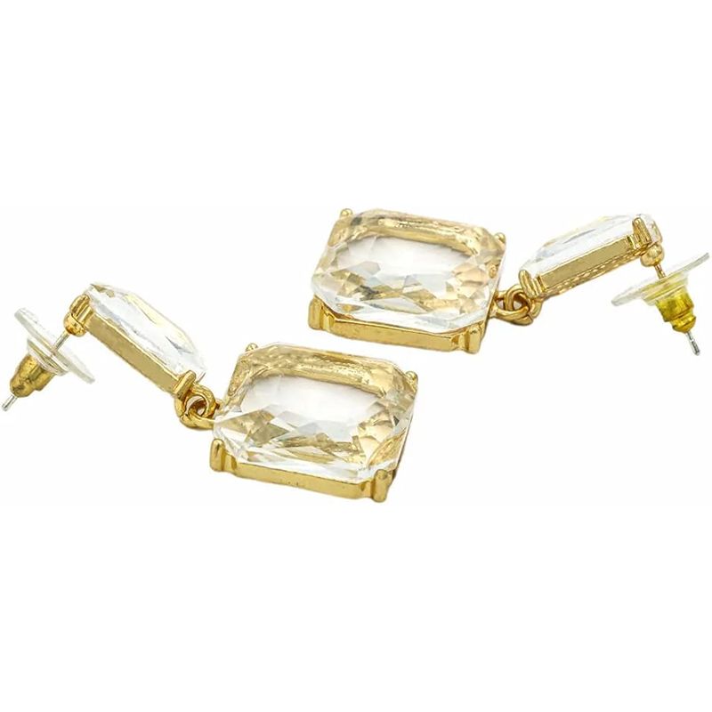 Chimes Crystal Earrings: Geometric Stud Drop, White Color - Shop N Save