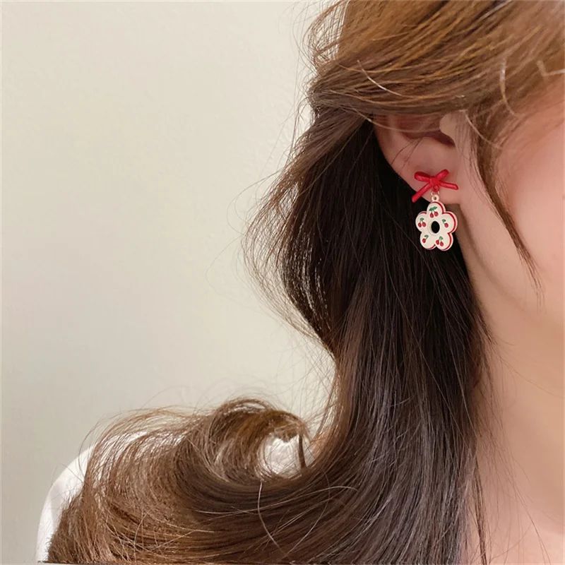Cherry Bow Donut Earrings: New Fashion for Women, Stylish Statement - Shop N Save