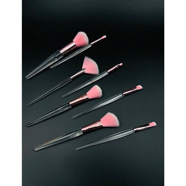 Transparent 8pcs Makeup Brush Set: Multifunctional Beauty Tools - Shop N Save