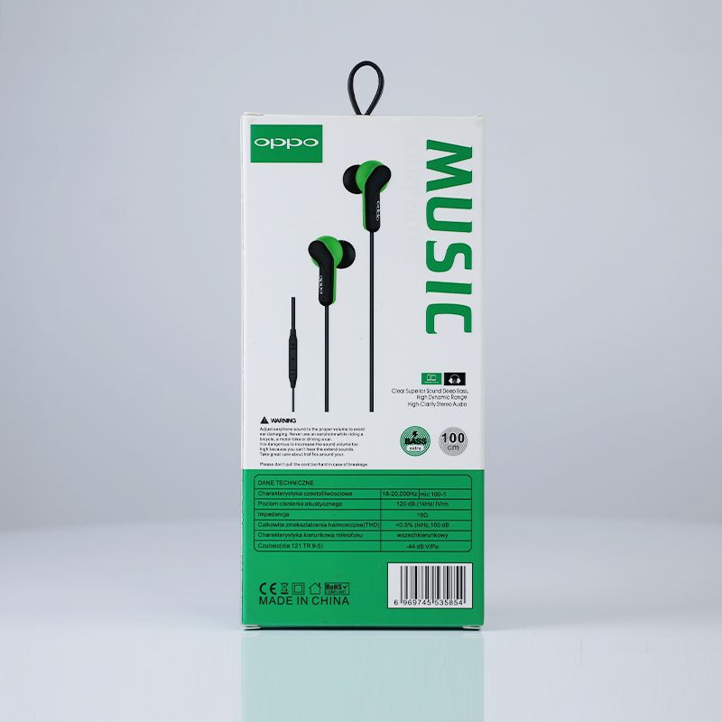 Oppo S50 Bass Handsfree: Enhanced Audio, Comfort Fit, Universal Compatibility (Green Black) - Shop N Save