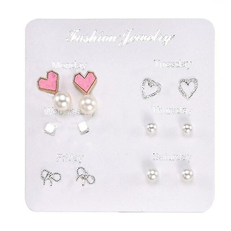Crystal Pearl Earrings Set: Women's Stud Kit, Piercing Bijoux - Shop N Save