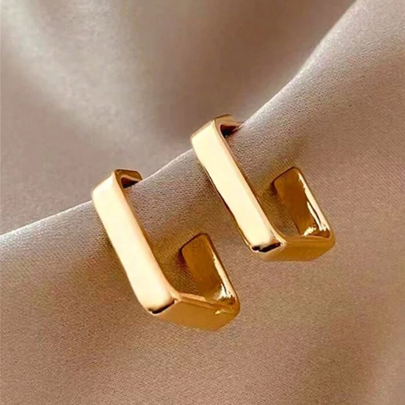 Elegant Gold Stud Earrings: Geometric Minimalist Design - Shop N Save