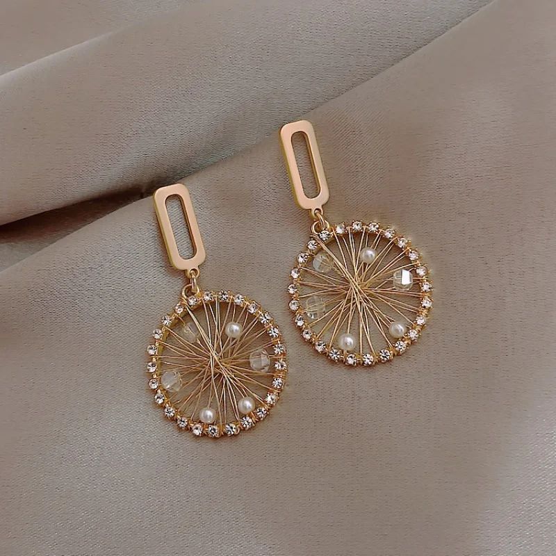 Golden Dreamcatcher Earrings: Retro Hong Kong Style Diamonds - Shop N Save