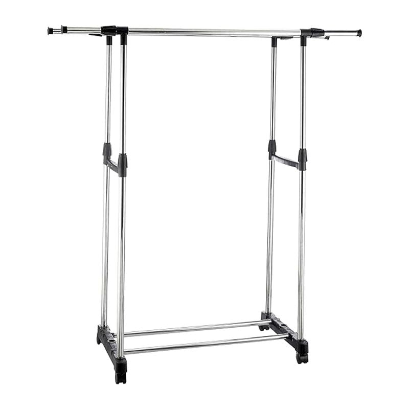 Double Pole Metal Garment Rack: Sturdy Organizer for Effective Storage - Shop N Save