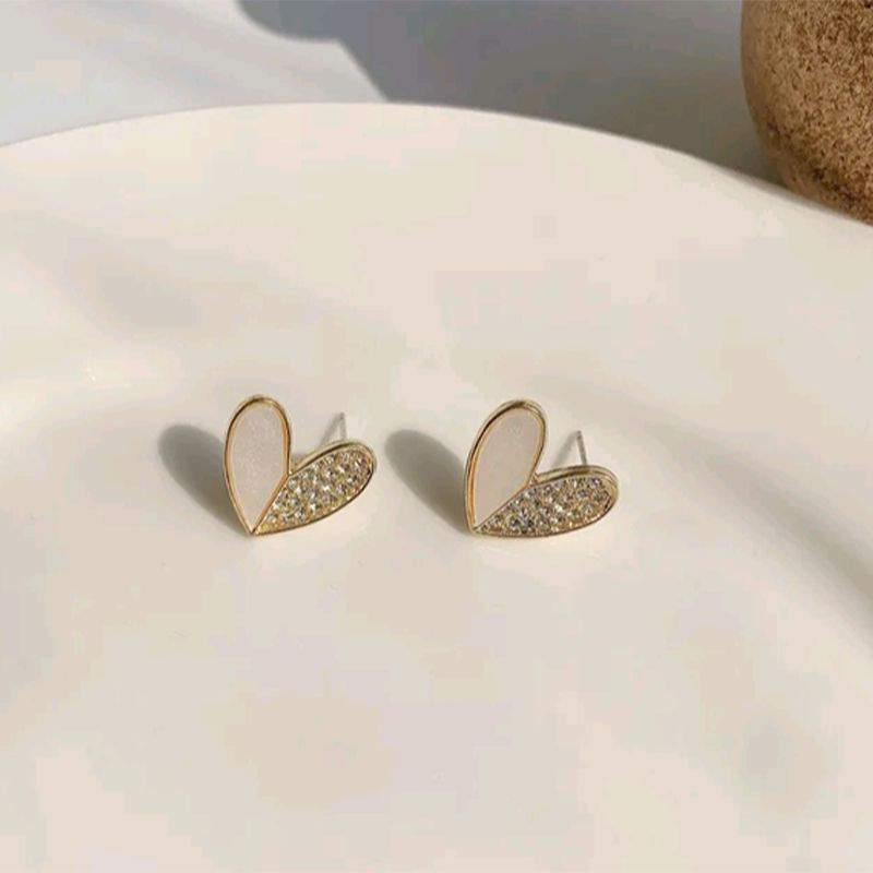 2023 Korean Fashion: Rhinestone Heart Drop Earrings, Red Crystal Glam - Shop N Save