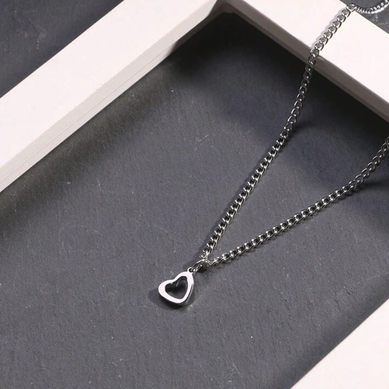 Stainless Steel Heart Pendant: Simple, Elegant, Versatile Necklace - Shop N Save