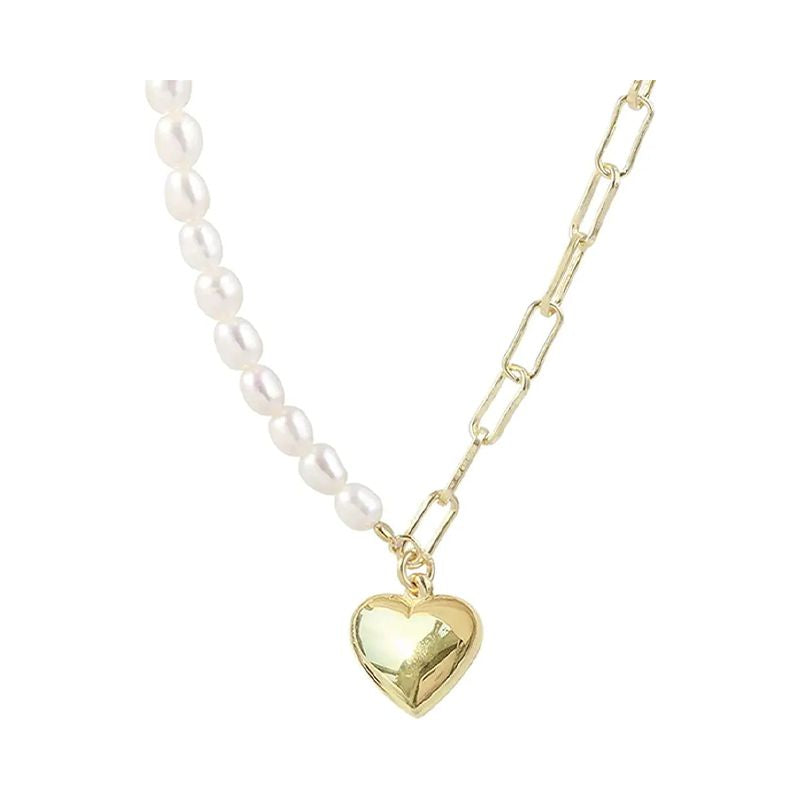 Golden Silver Love Pearl Necklace: Elegant Boutique Pendant - Shop N Save