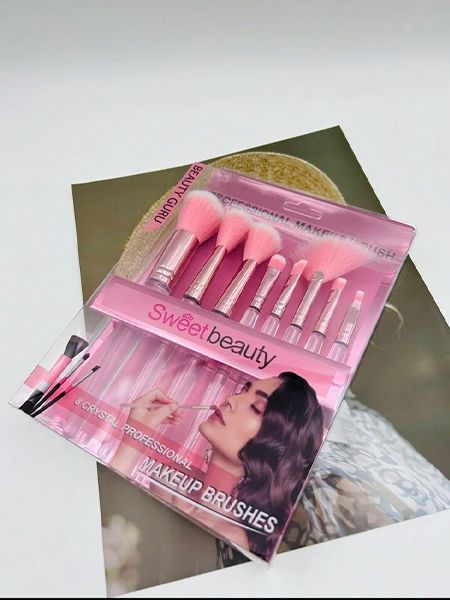 Transparent 8pcs Makeup Brush Set: Multifunctional Beauty Tools - Shop N Save