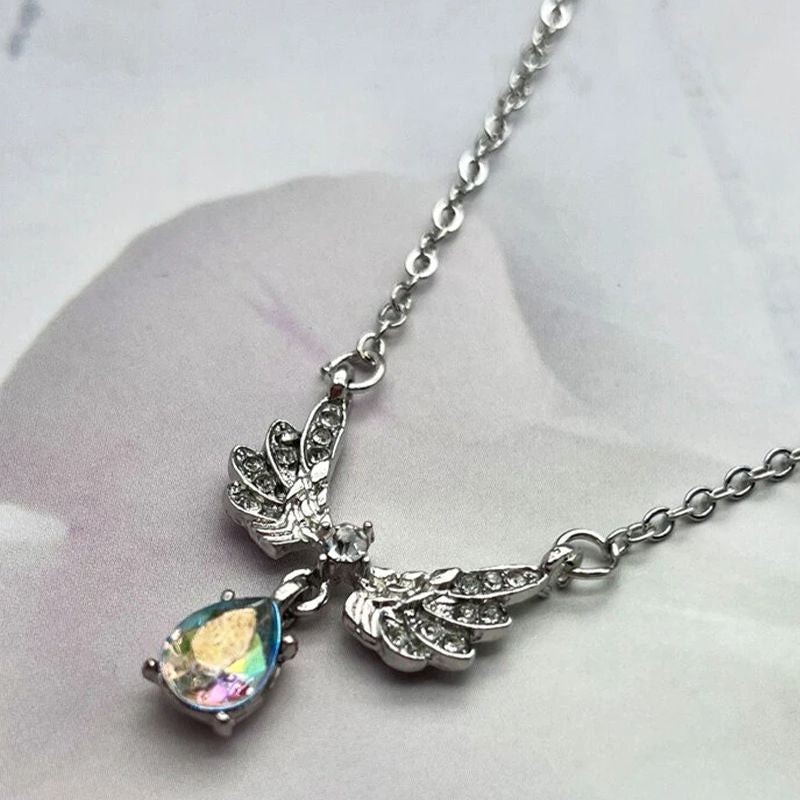Winged Rhinestone Charm Necklace - Elegant Jewelry for Every Occasion - Shop N Save