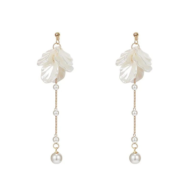 Silver Fringed Pearl Earrings: Acrylic Needle, Stylish Drop - Shop N Save