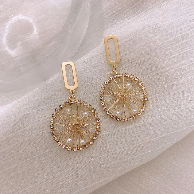 Golden Dreamcatcher Earrings: Retro Hong Kong Style Diamonds - Shop N Save