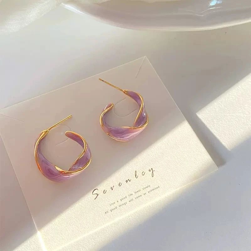 Lavender Purple Hoop Earrings - 2023 Fashion Jewelry Gift - Shop N Save