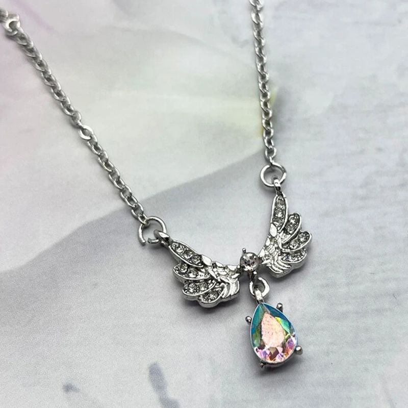 Winged Rhinestone Charm Necklace - Elegant Jewelry for Every Occasion - Shop N Save