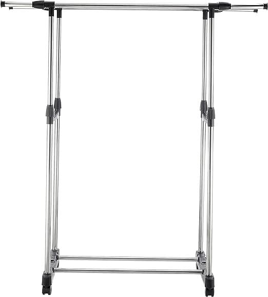 Double Pole Metal Garment Rack: Sturdy Organizer for Effective Storage - Shop N Save