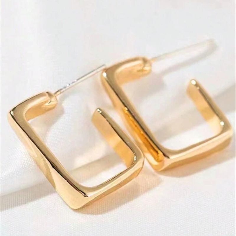 Elegant Gold Stud Earrings: Geometric Minimalist Design - Shop N Save