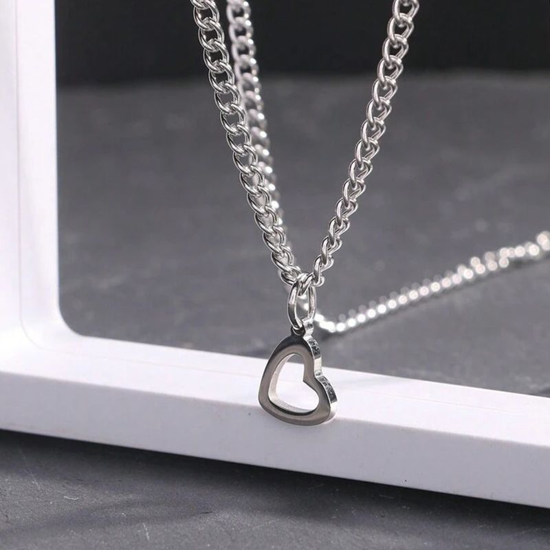 Stainless Steel Heart Pendant: Simple, Elegant, Versatile Necklace - Shop N Save