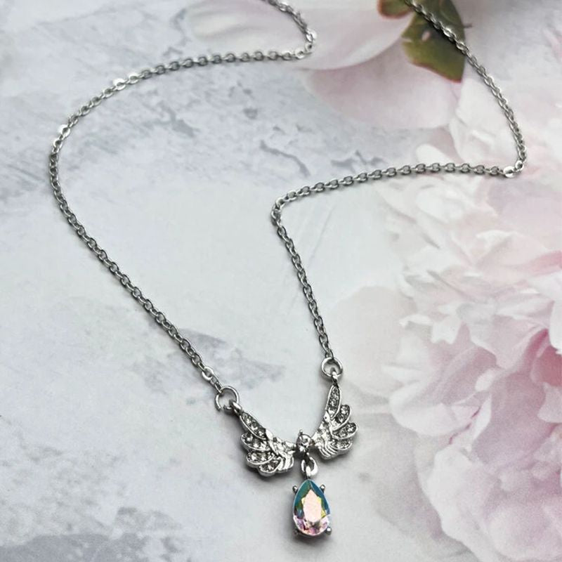 Winged Rhinestone Charm Necklace - Elegant Jewelry for Every Occasion - Shop N Save