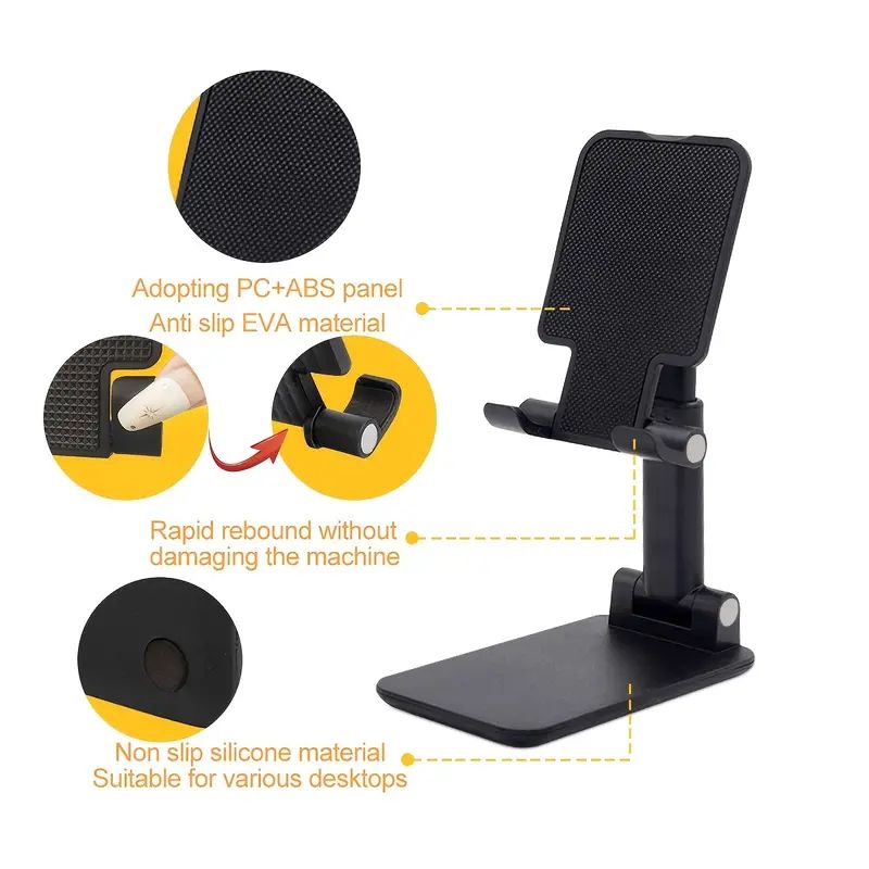 Adjustable Desk Phone Stand: Foldable, Portable, Desktop Compatible - Shop N Save