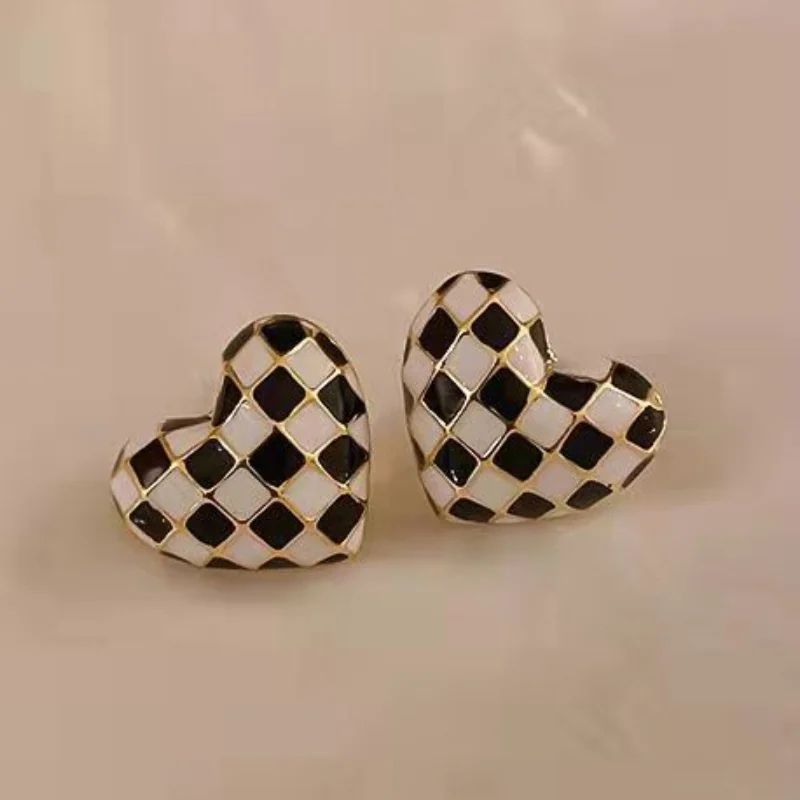 Checkered Heart Earrings: Personalized Jewelry, Birthday Gift - Shop N Save