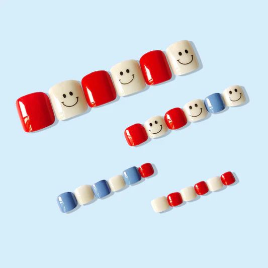 Cute Smile Nails Set - 24 Pieces with Glue, Multi-Color Variety - Shop N Save