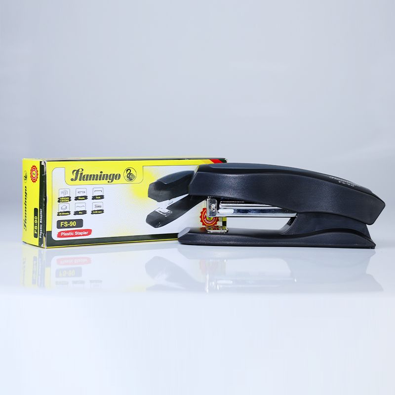 Flamingo FS-90 Plastic Stapler: Durable, Compact, Easy to Use (Black Grey) - Shop N Save