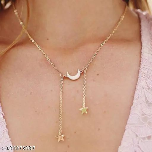 Crescent Moon Stars Necklace - Celestial Charm Jewelry for Women - Shop N Save