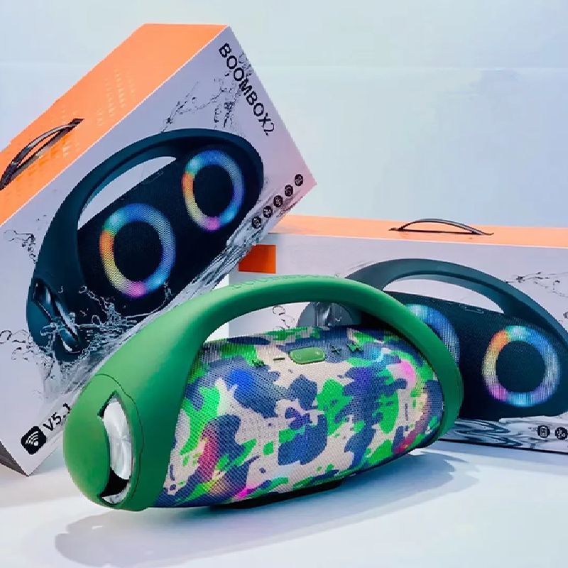 Boom Box2 Camouflage High-Power Portable Bluetooth Speaker - Waterproof, RGB Lights, Wireless Subwoofer - Shop N Save