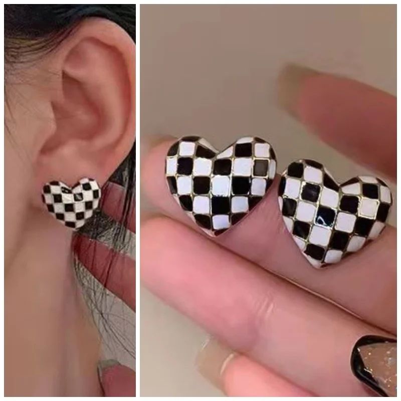 Checkered Heart Earrings: Personalized Jewelry, Birthday Gift - Shop N Save