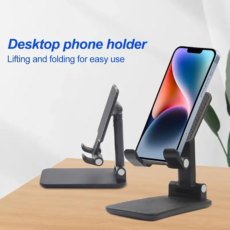 Adjustable Desk Phone Stand: Foldable, Portable, Desktop Compatible - Shop N Save