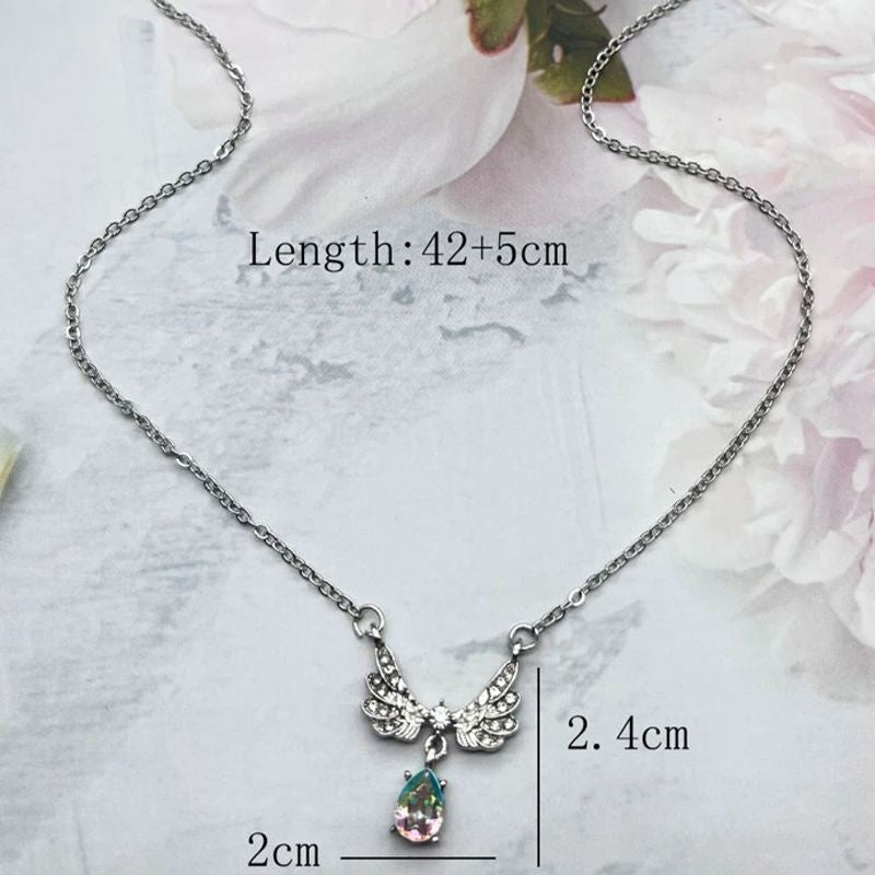 Winged Rhinestone Charm Necklace - Elegant Jewelry for Every Occasion - Shop N Save