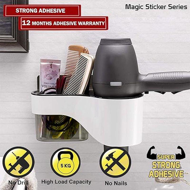 Hair Dryer Stand: Self-Adhesive, Organizer Shelf, Bathroom Rack - Shop N Save