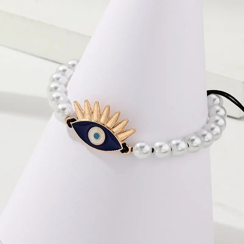 Pearl Evil Eye Bracelet: Vintage Turkish Jewelry, Adjustable Rope - Shop N Save