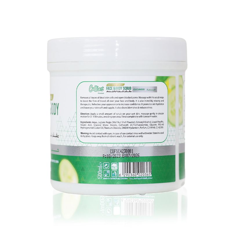 Collins Cucumber Scrub - 500ml, Gentle Exfoliation, Hydration