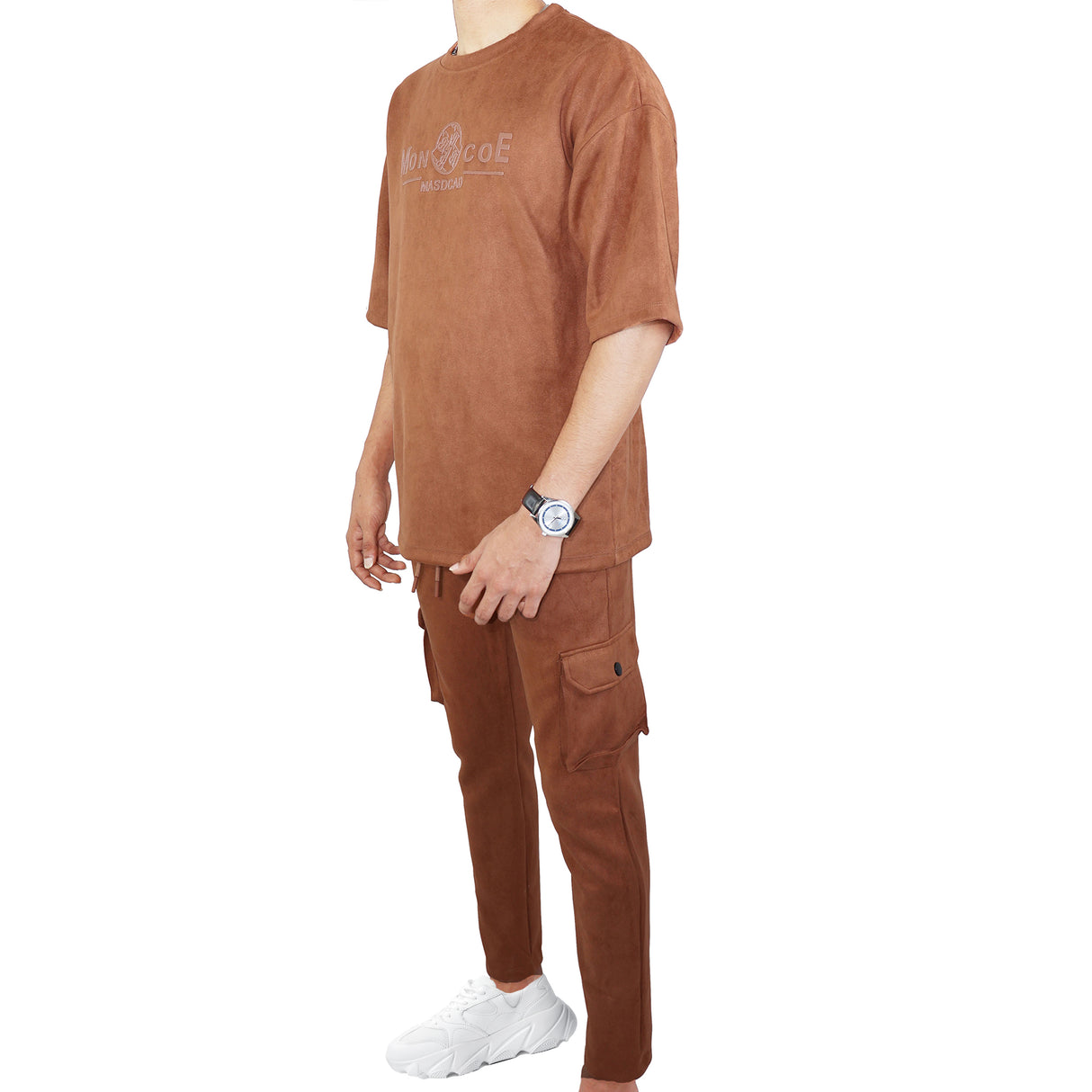 MON COE MASDCAD Long Shoulder Suede Blends Track Suit - (Brown)
