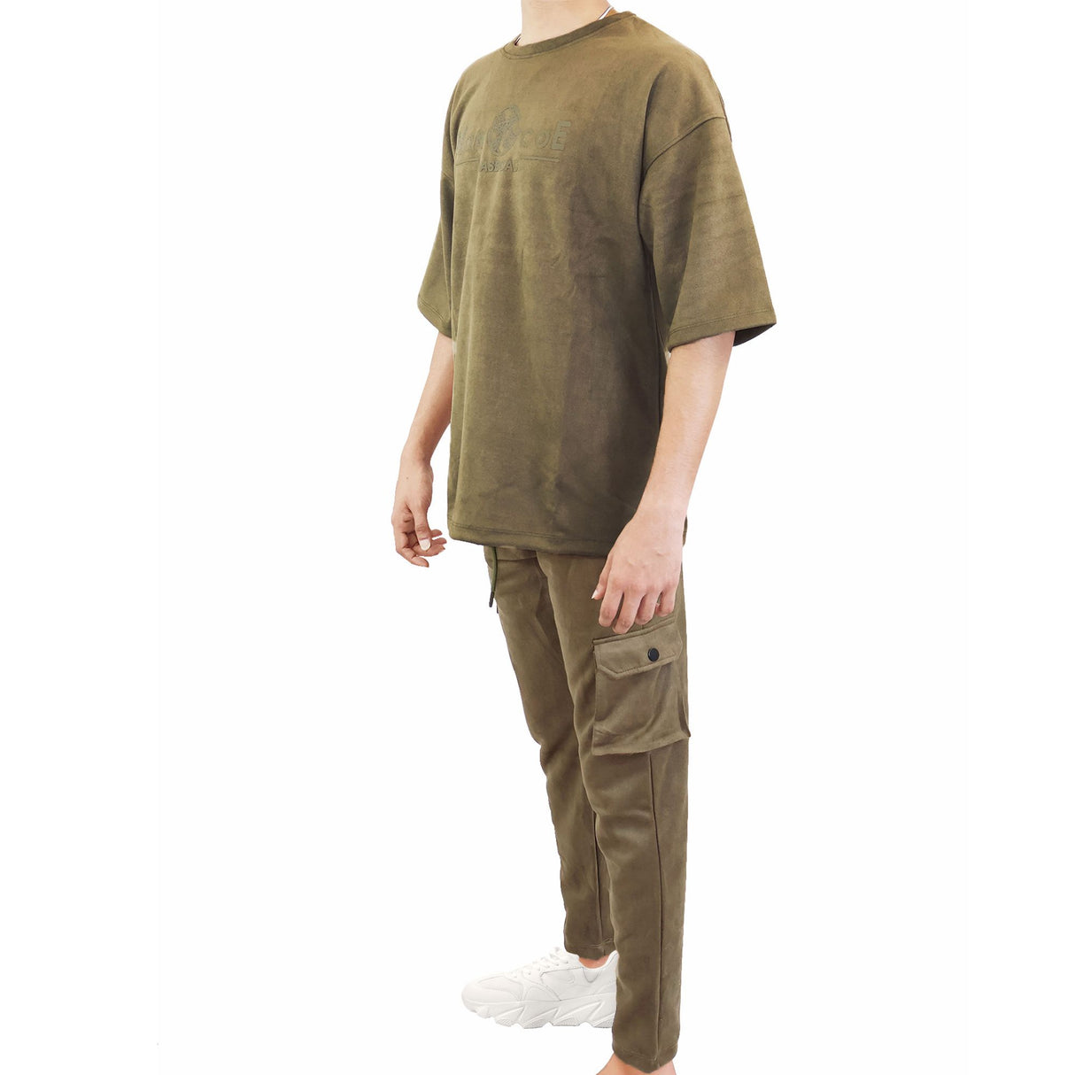 MON COE MASDCAD Long Shoulder Suede Blends Track Suit - (Olive Green)