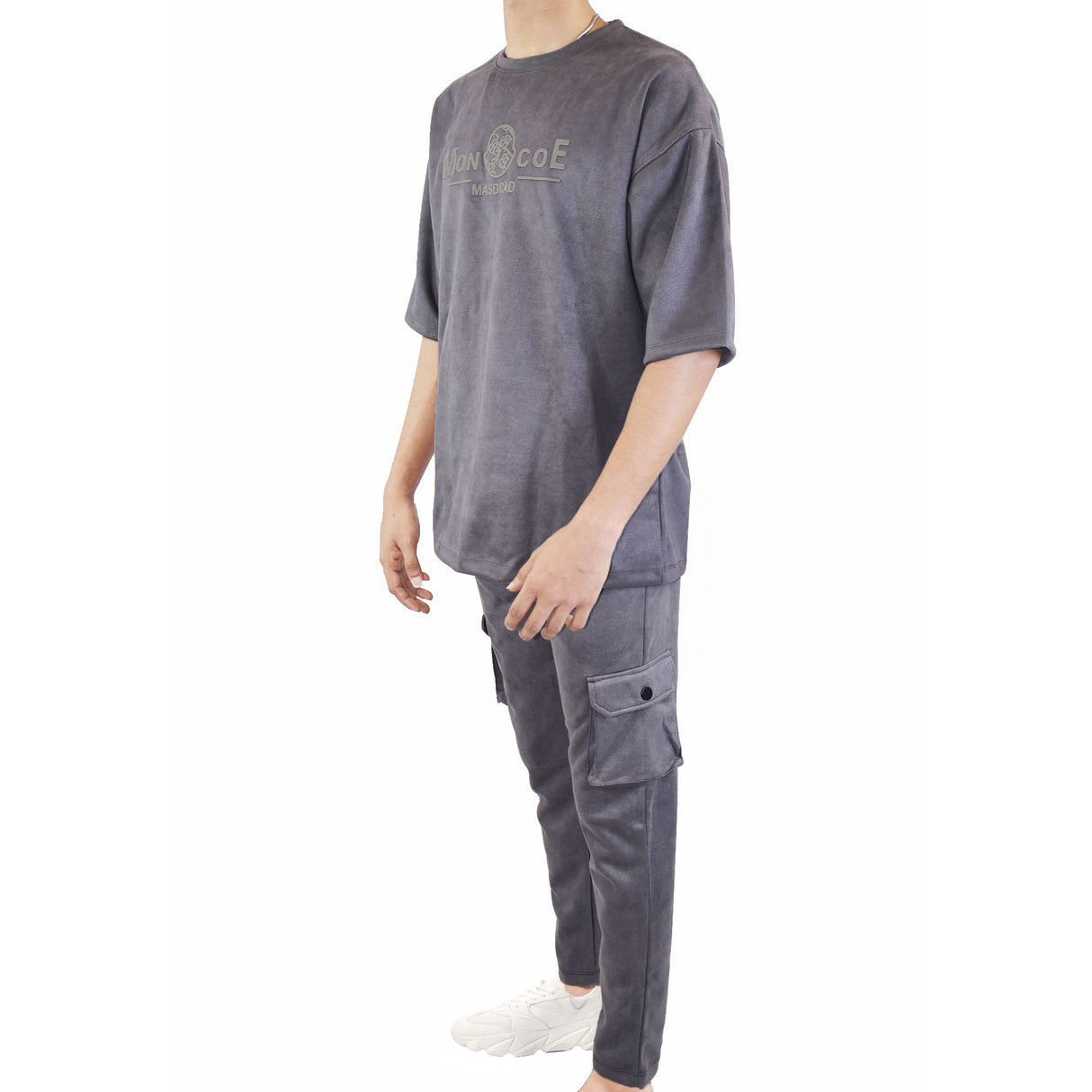 MON COE MASDCAD Long Shoulder Suede Blends Track Suit - (Grey)