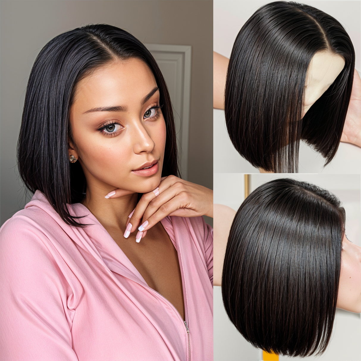 Middle-Parted Bangs Wig - Short Hair