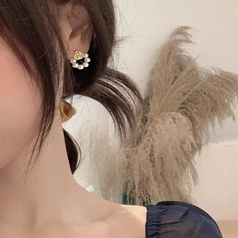 French Style Pearl Earrings: Elegant, Compact, High-End - Shop N Save