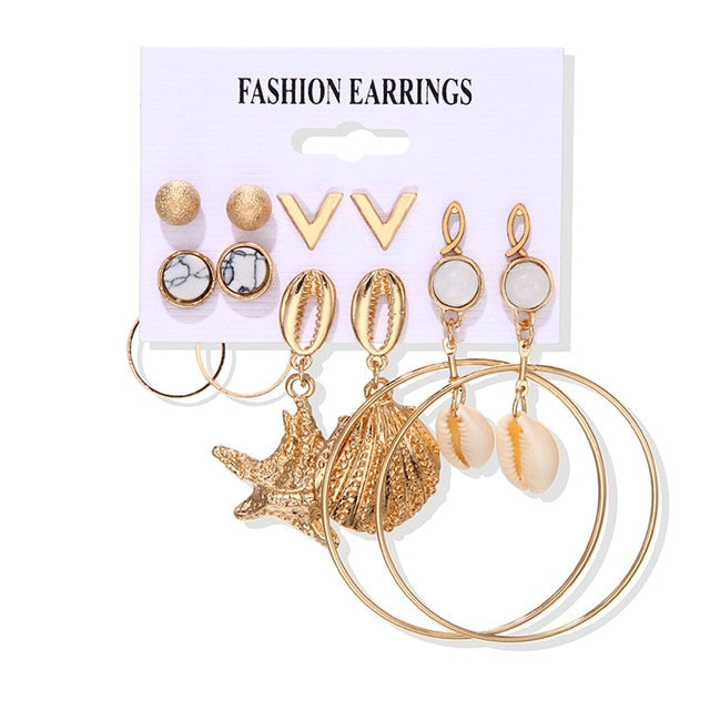 Bohemian Earrings Set - 2023 Fashion Tassel Pearl Hoop Jewelry - Shop N Save